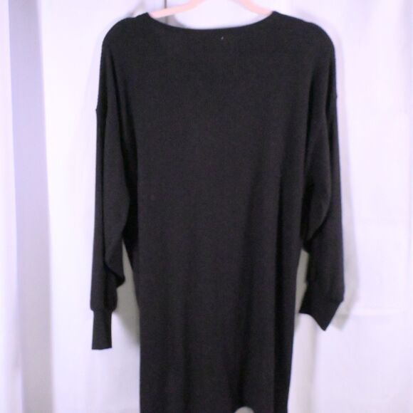 NWT BKE Womens XS Black V-Neck Ribbed Tie Back Waist 3/4 Sleeve Sweater Pullover - Picture 2 of 7
